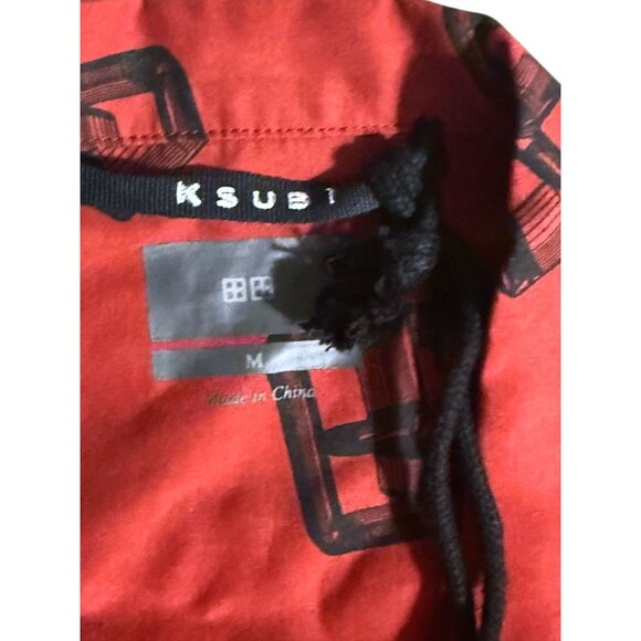 Ksubi Mens 3d Print Resort Short Sleeve Button-up Camp Shirt Red Medium NWT - Picture 2 of 6